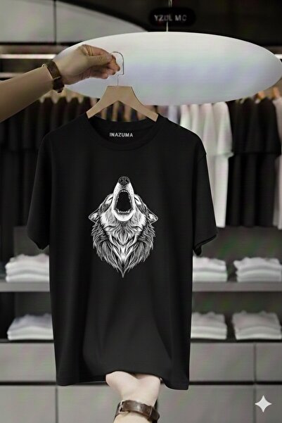 İnazuma Outdoors Tricou unisex oversize din bumbac imprimat, cu gât crew, mân...