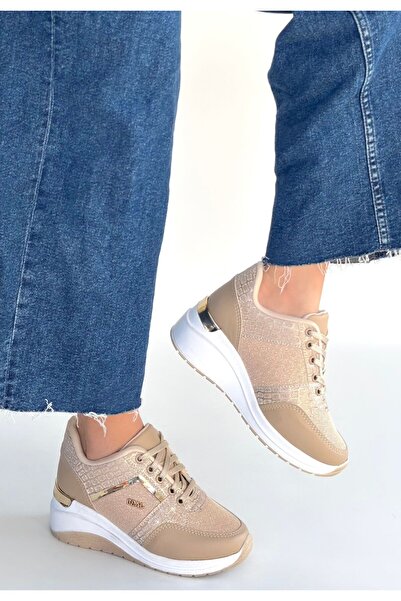 STUMBANNG Geja Beige Leather Laced Sports Shoes