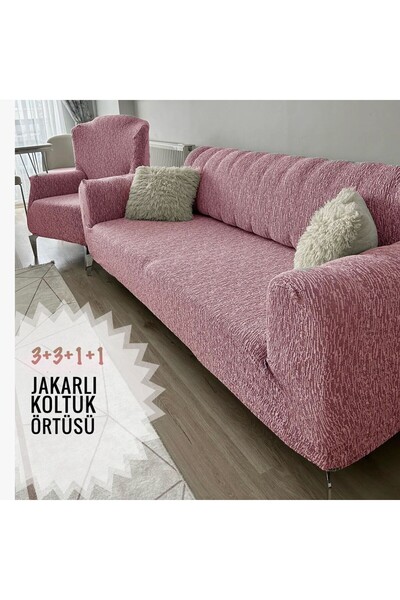 beyvetçe Jakarlı Düz Desen 3311 koltuk örtüsü Kanepe Örtüsü | Lastikli Koltuk...