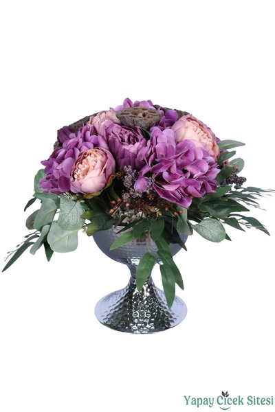 Yapay Çiçek Sitesi Premium Artificial Flower Arrangement in Metal Pot Model 7