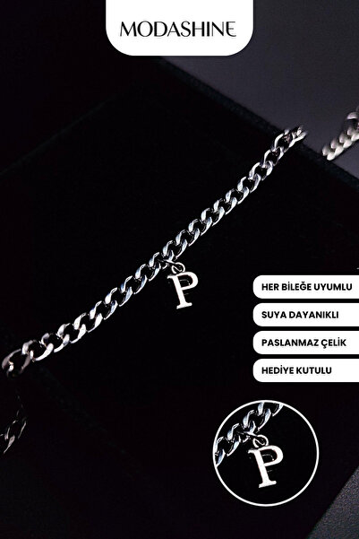 ModaShineShop Letter P Stainless Steel Bracelet – Adjustable Letter Bracelet ...