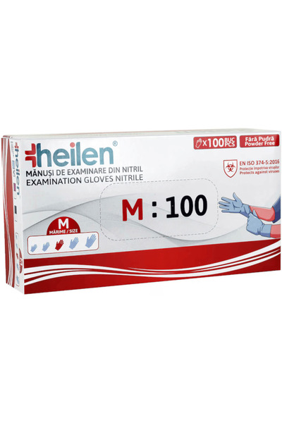 Heilen Γάντια νιτριλίου χωρίς πούδρα, μπλε M – 100 τεμάχια, μιας χρήσης, προσ...