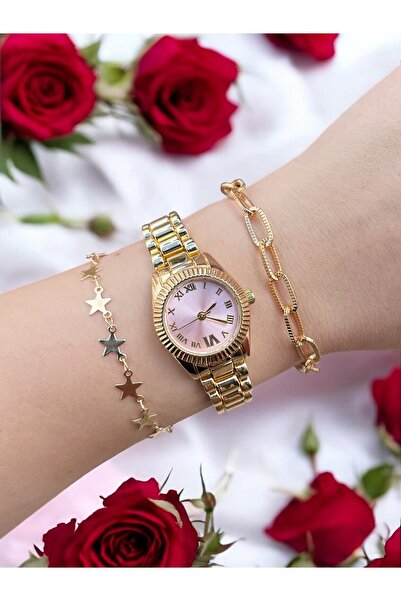 CLUPPOLOON Women's Watch Set with Roman Numbers, Simple Design