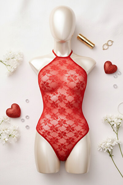 Maly Love Kadın Kırmızı Dantel Bağlamalı Body