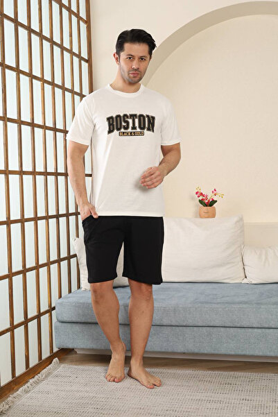 SEBOTEKS 100% памук къс ръкав с джобове мъжки шорти пижама комплект 2015