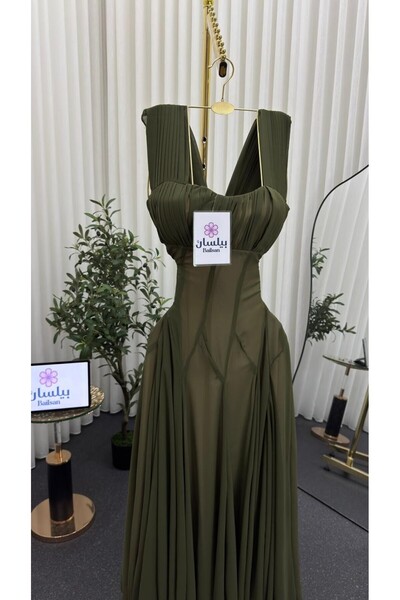 Bailsan فستان ميد شيفون زيتوني