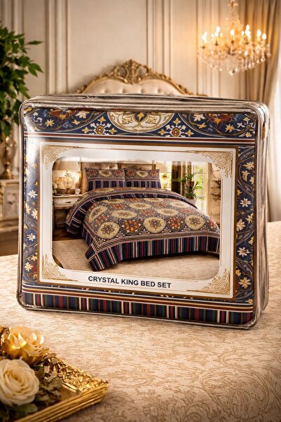 SAPPHIRE ملاءة سرير فاخرة بحجم كينج، متعددة الألوان أنيقة، مصنوعة من قماش قطن...