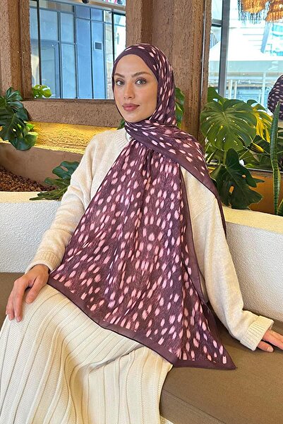 lamelif Ceylan Desen Soft Şal Mürdüm