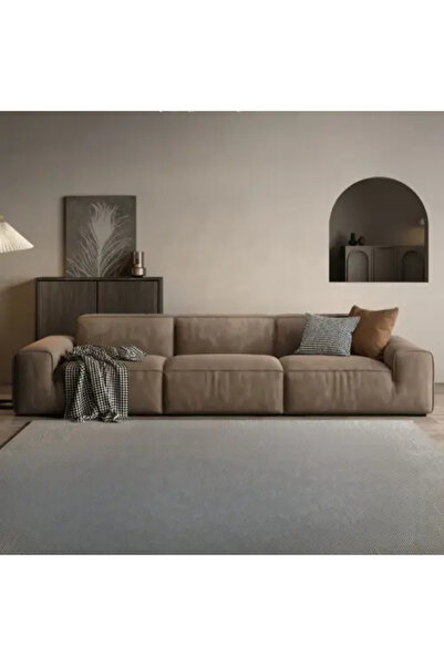 homejoyz Velvet and Swedish Wood Sofa - Brown - 310 x 95 x 75 cm