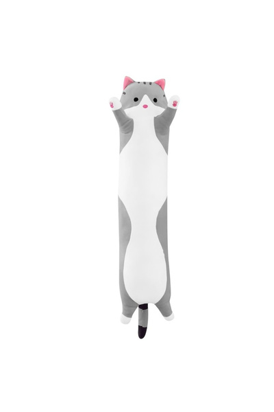 victiny Plush Toys, Long Cat, Pillow Type, 50 cm, Gray