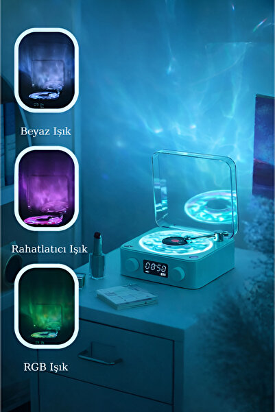 nextbuy Nostalji Plak Çalar Bluetooth Hoparlör Okyanus Dalgası Led Ambians Re...