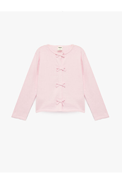 Koton Uzun Kollu Bisiklet Yaka Fiyonklu Pamuklu Hırka