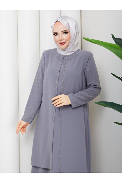ESLEMNUR Plus size mother dress with stone sleeves