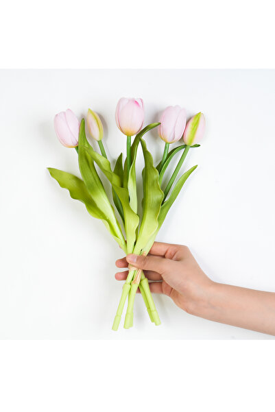 Choice Light Pink 5pcs Artificial Tulip Bouquet Silicone Fake Flowers Party D...