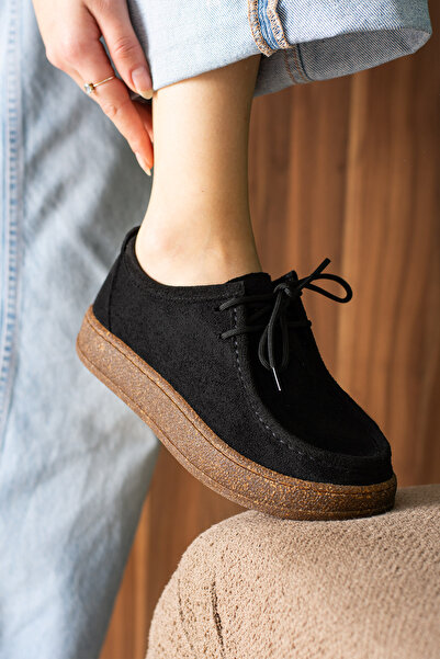 guijarro Women's Suede Lace-Up Casual Shoes Lightweight Cork Sole Oxford