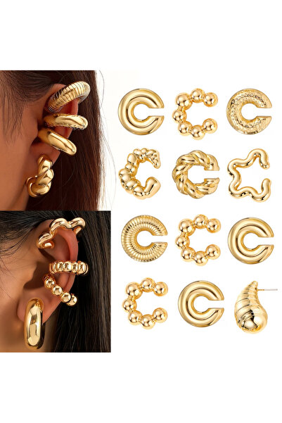 Ervalina Dizayn Tasarım Halka Kıkırdak Küpeler (Karışık Gönderim)