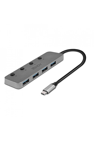 LİNDY Hub USB 3.0 cu 4 porturi și pornire/oprire