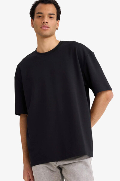 DeFacto Oversize Black Men's T-Shirt X3926Az/Bk81