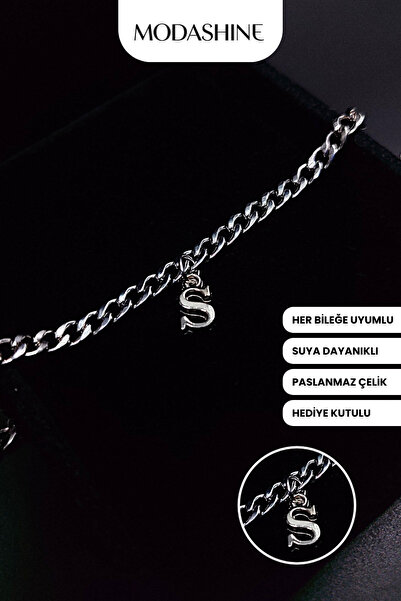 ModaShineShop Letter S Stainless Steel Bracelet – Adjustable Letter Bracelet ...