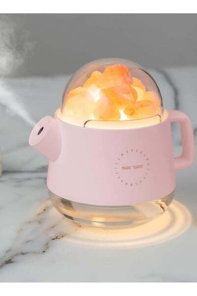 Oud Bakhoan مرطب هواء من حجر الملح الكريستالي سعة 360 مل بتصميم غلاية وموزع ل...