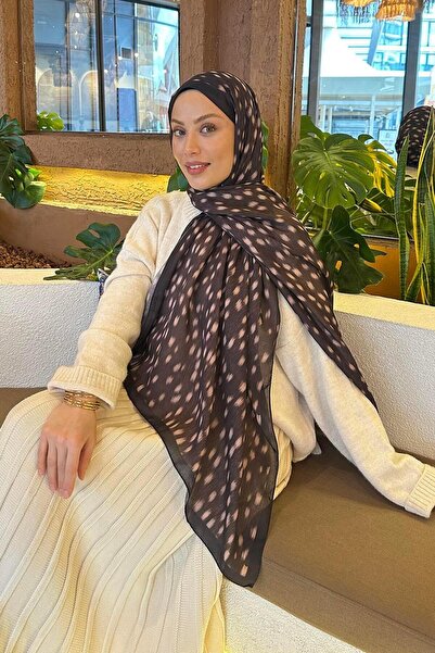 lamelif Ceylan Desen Soft Şal Acı Kahverengi