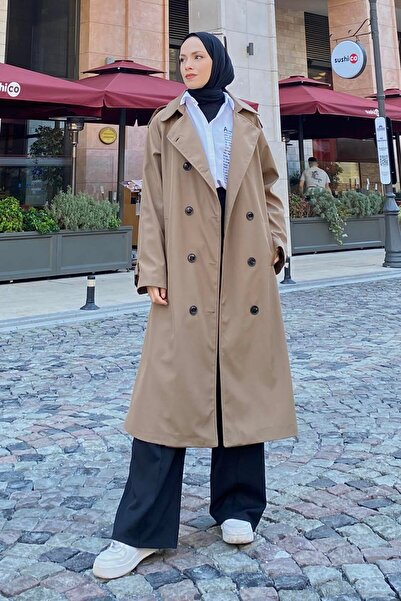 lamelif Trenci cu mâneci raglan și nasturi maro