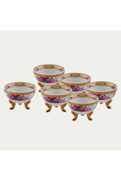 hediye Esterhomedecor 6-Piece Porcelain Snack Bowl with Stand