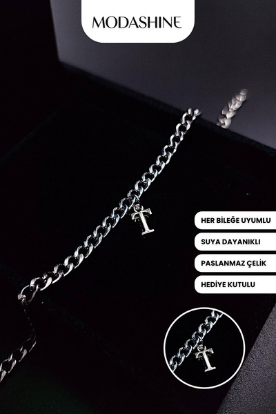 ModaShineShop Letter t Stainless Steel Bracelet – Adjustable Letter Bracelet ...