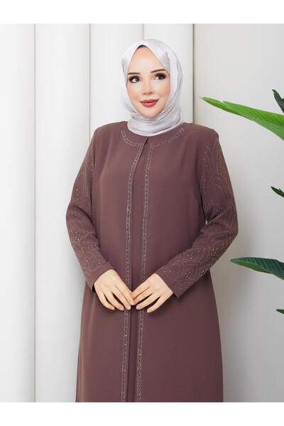 ESLEMNUR Plus size mother dress with stone sleeves