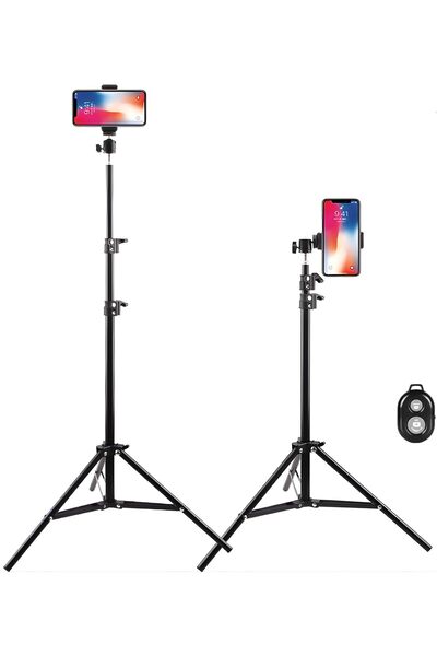 SOMIC Kumandalı Metal Tripod, 2 Metre 360 Başlıklı Telefon Tutucu Video Canlı...