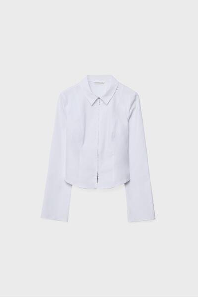 Stradivarius Fitted double zip bengaline shirt