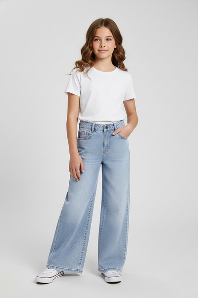 DMB BOYS & GIRLS Дънки с широки крачоли от памук за момичета