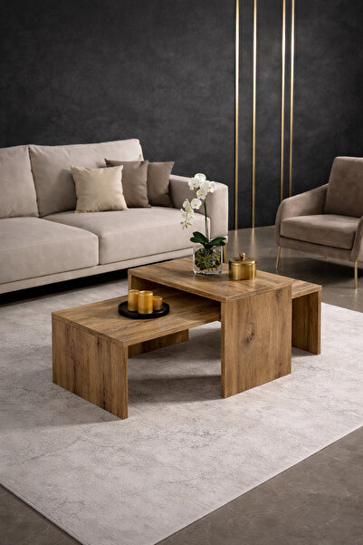 Bladimo Sera 2' Li Orta Sehpa - Salon Oturma, Odası Sehpası - Çam