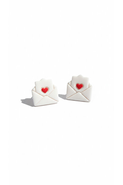 Lu Atelier Lettre Heart Detailed Envelope Form Polymer Clay Earrings – Handma...