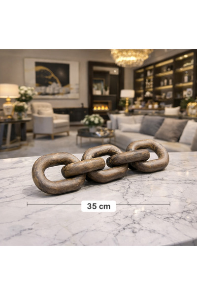 İSHTAR DEKOR DEKORATİF YATAY 5'Lİ ZİNCİR - AHŞAP RENK - 35 CM