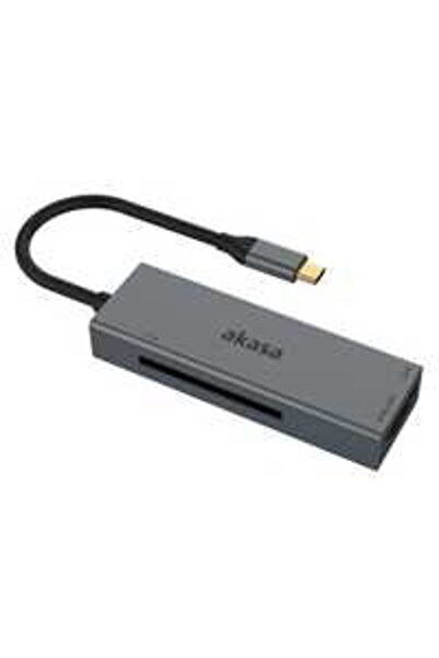 Akasa USB 3.2 Gen 1 Type-C 3-in-1 Card Reader - silver
