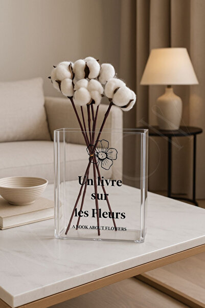 Empressco Pamuk Çiçeği ve Kitap Görünümlü Pinterest Vazo Dekor