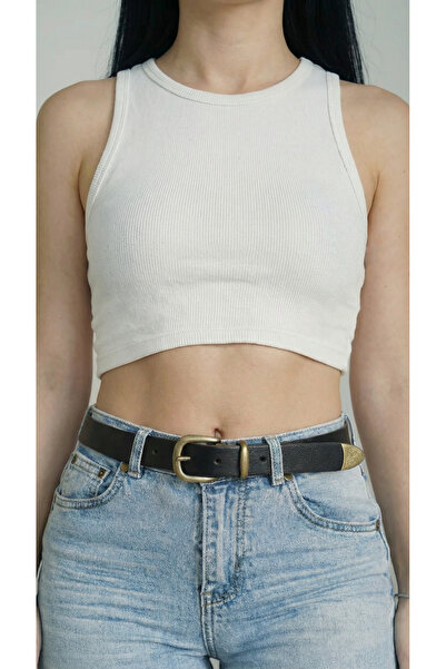 Livize 100% Genuine Leather Women's Belt |   Antique Metal Bridge with End De...