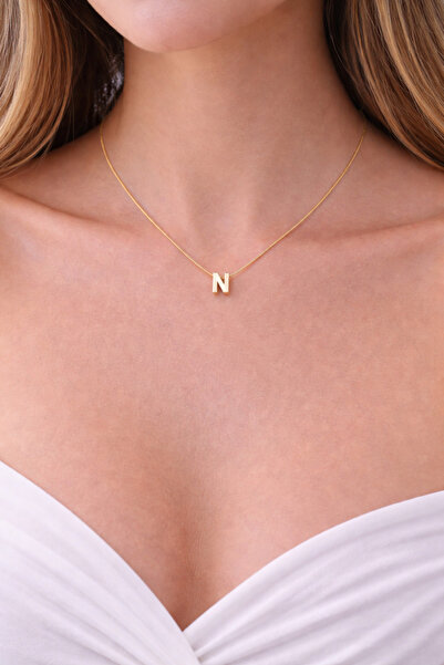 charmove ile kendinizi şımartın 14K Altın Renginde N Harf Minimal Model Çelik...