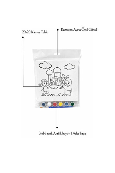 Edu&Hobby Tuval |Çocuklar İçin Ramazan Boyama Kanvas Tuval 20x20 |Hobi Boyama...