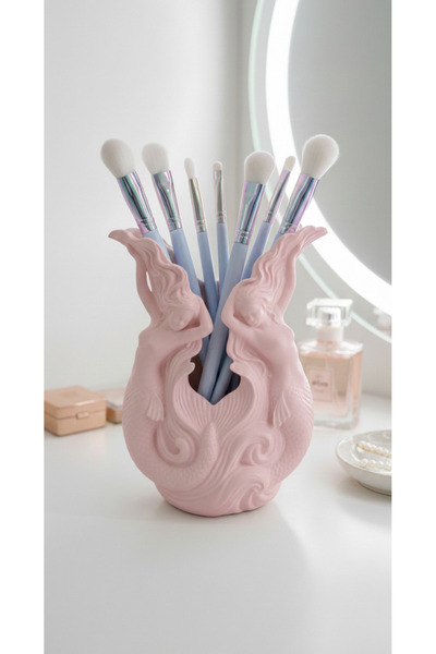 Markasız ucuz Babura Mermaid Design Decorative Makeup Brush Holder - Aestheti...