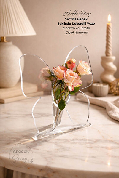 Empressco Şeffaf Plastik Kelebek Şeklinde Dekoratif Vazo, Modern Çiçek Sunumu