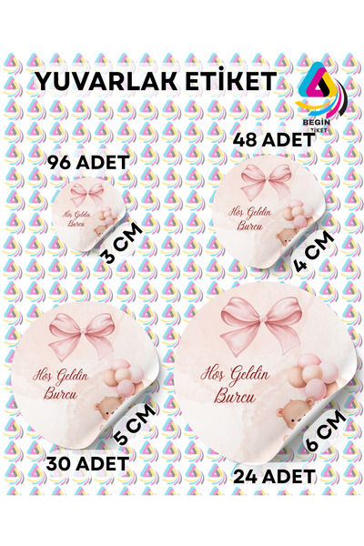 BEGİN ETİKET YENİ DOĞAN BEBEK ETİKETİ KİŞİSELLEŞTİRİLEBİLİR STİCKER YAPIŞKAN ...