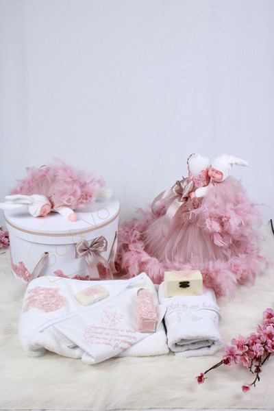 GoVo Kids Set complet trusou botez cu lumanare, Baby Dantela – Trusou elegant...