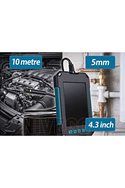 Nivego Monitörlü Çift Kameralı su geçirmez 1080p 10 mt x 8mm Sert Kablo- Yıla...