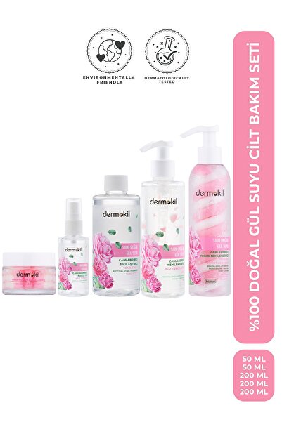 Dermokil %100 Doğal Gül Suyu Cilt Bakım Seti 5'li