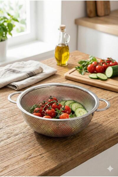 Homerest Paslanmaz Çelik Saplı Süzgeç Mutfak Tipi Sebze Meyve Yıkama Süzgeci ...