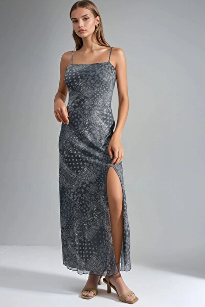 Hiccup Square Neck Printed Midi Dress