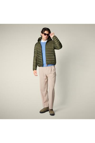 SAVE THE DUCK Devon Erkek Kapüşonlu Şişme Mont, Kalın, Regular Fit, Haki