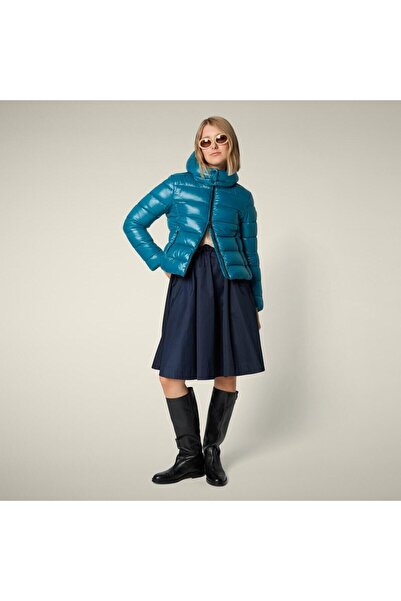 SAVE THE DUCK Kadın Kapüşonlu Şişme Mont Mavi - Cosmary